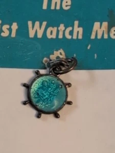 Vintage Sterling Silver Wrist Watch Medal St. Cristopher Blue Enamel Charm (A1) - Imagen 1 de 24