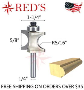 Tideway Carbide Pro LC6071004 5/8" D x 5/16" R Bull Nose 1/4" bit de enrutador de vástago - Imagen 1 de 1