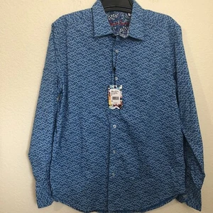 Robert Graham Men Medium Canterbury Shirt Flip Cuff Long Sleeve Blue NWT $198 - Picture 1 of 6