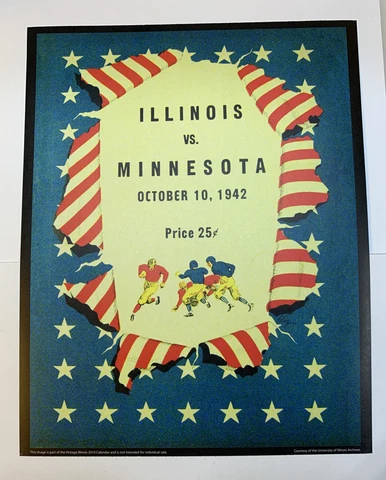 Illinois Fighting Illini Minnesota Football 1942 Program Poster Print 14” x 11” Cover