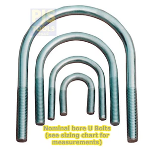 U bolts & nuts zinc plated for british standard pipe in nominal bore BSP sizes - Picture 1 of 1
