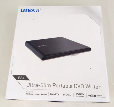 LITEON Slim Portable DVD Writer ES-1 External Player Smart Burn Slim M-DISC - Image 1 of 4