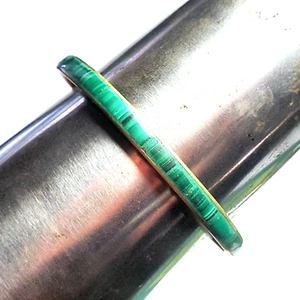 Vintage Inlaid Malachite Brass Bangle Bracelet Zaire 1970 1ct - Picture 1 of 1