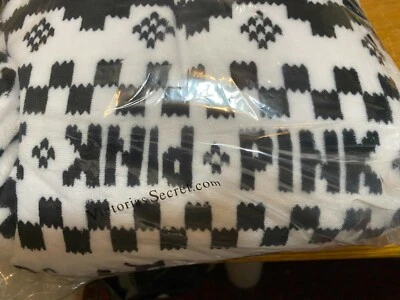 Victoria's Secret PINK SHERPA BLANKET Black White Fair Isle 50”x 60” NEW SEALED - Image 1 of 4