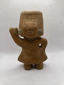 Primitive Mexican Clay Art Pottery Aztec Mayan Statue Figurine  8" x 6” 5265 - Picture 1 of 4