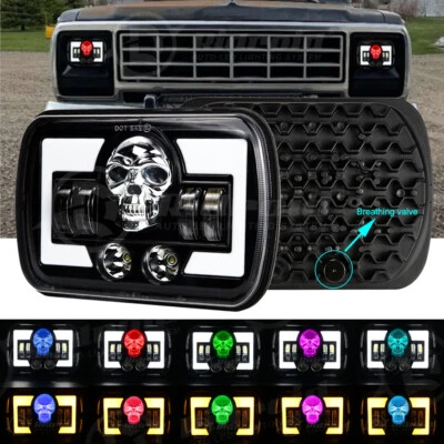 Faro LED 5x7" 7x6" 120W RGB haz alto/bajo para Dodge D150 D250 D350 Ram 50 H4 Foto 1 de 4