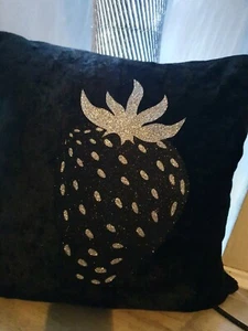 Strawberry glitter cushion silver 18x18 sparkle  bling  glitter sparkley - Picture 1 of 2