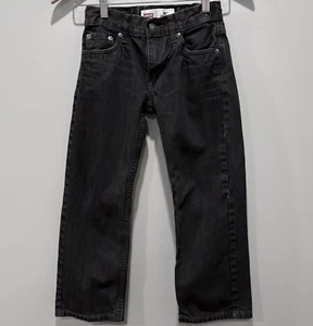 Boys LEVI'S 505 Jeans Black Size 8 Regular Fit Straight Leg Cotton Adjustable - Picture 1 of 11