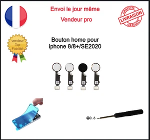 Nappe Bouton Home Complet Iphone 8 8plus 8+ SE2020 Blanc Noir Rose Gold Or - Imagen 1 de 17