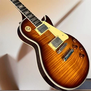 Maßgefertigte E-Gitarre Mahagoni Korpus Palisander Griffbrett Bundbindung Flammenplatte - Bild 1 von 6