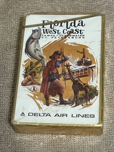 Vintage Delta Airlines FLORIDA West Coast Playing Cards Sealed Box - Picture 1 of 4