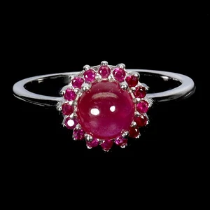 925 Sterling Silver Ring Round Ruby 6mm Natural Gemstone Jewelry Size 7.5 - Picture 1 of 14