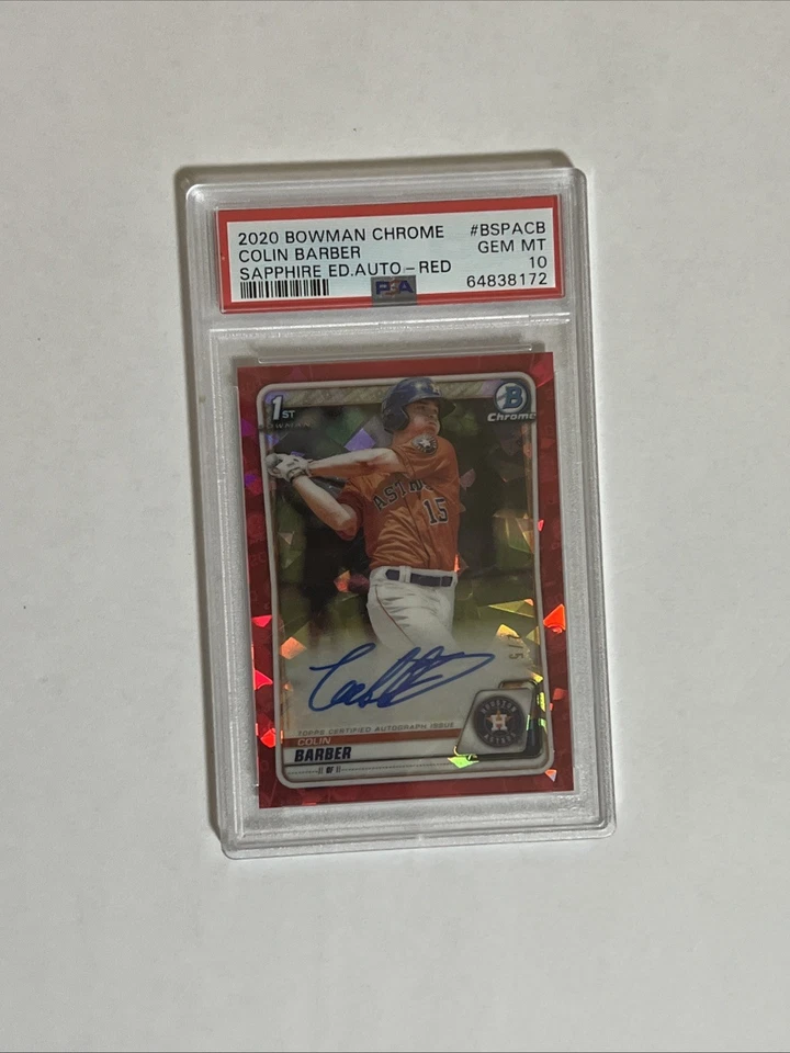 2020 Bowman Chrome - Colin Barber Sapphire Red Auto /5 #BSPA-CB PSA 10 - Image 1 of 2