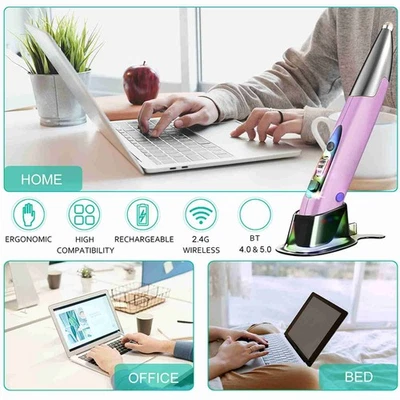 Grey Wireless Optical Pen Mouse USB Dual BT Mode 800/1200/1600DPI Adjustabl HEN - Image 1 of 4