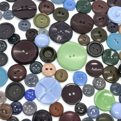 Vintage COLT Button Collection Blue Green Brown Confirmed Plastic Craft Lot - Image 1 of 4