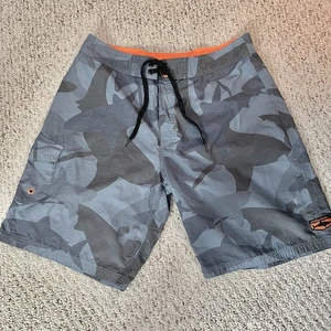 Crazy Shirts Hawaii Board Shorts Mens 34 Shark Swim Trunks Cargo Side Pocket - Picture 1 of 8