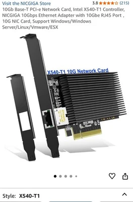 10Gb Dual LAN Base-T PCI-e Network Card, Intel X540 Controller, NICGIGA 10Gbps E - Image 1 of 4