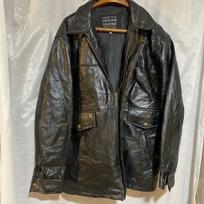 CHAQUETA DE CUERO NEGRA MAXAM M PARA HOMBRE Top Mosaico Italiano Grano Piel de Cordero XL Foto 1 de 4