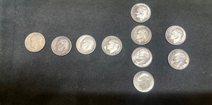 Roosevelt silver dime;lot of 10, 1949-S,1959-P,1961-D,1963-D1964-P(4),1964-D(2)