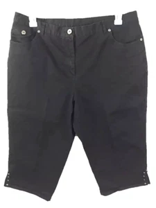 Hearts of Palm pants size 16 capri back elastic 17" inseam black tabbed leg - Picture 1 of 6