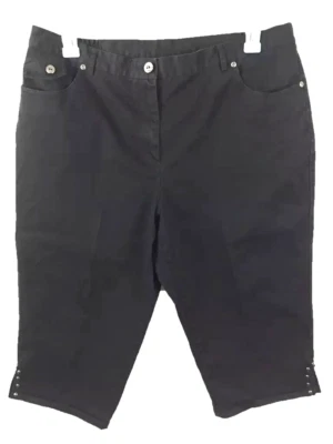 Hearts of Palm pants size 16 capri back elastic 17" inseam black tabbed leg - Image 1 of 4