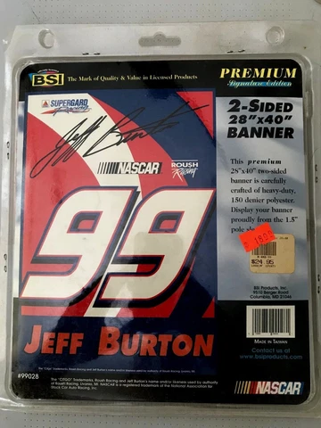 Jeff Burton #99 Supergard 28" x 40" Two-Sided Banner Flag New in Package BSI Cover
