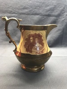 Copper Luster Jug Lusterware Pitcher Queen Victoria & Prince Albert Lustre - Picture 1 of 12