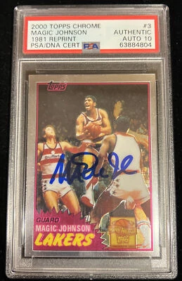 Autographed Magic Johnson Signed 2000 Topps Chrome #3 PSA Auto Graded 10 - Image 1 of 4