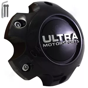 Ultra Motorsports Wheels Gloss Black 6 LUG Wheel Center Cap # 89-9765 + BOLTS - Picture 1 of 5