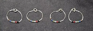 FOUR MODERN HANDCRAFTED PEWTER & GLASS CRYSTAL BEADED BRACELET TOGGLE CLASP  - Picture 1 of 5