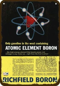 1966 RICHFIELD Atomic Element Bor Gas Vintage-Look DEKORATIVE REPLICA METALLSCHILD - Bild 1 von 1