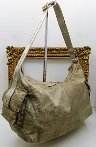 BORBONESE MAXI BORSA MEZZALUNA HOBO IN TESSUTO Beige Tapiro - Imagen 1 de 24