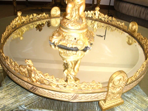 RARE FIND, HUGE 26" ANTIQUE 19C FRENCH MIRRORED BRONZE TRAY PLATEAU CENTERPIECE Cover