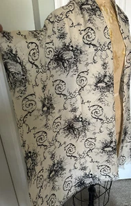 J Crew Wool Scarf Black Cream Toile Bunny Whimsical Shawl 76" x 28” Rare Large - Picture 1 of 18