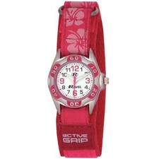 Ravel Girls Bright Pink Hibiscus Easy Fasten Strap Watch R1507.19