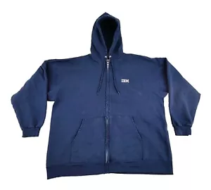 VINTAGE Hanes IBM Hoodie Mens 2XL XXL Computer Sweatshirt Zip Printpro Adult - Picture 1 of 14