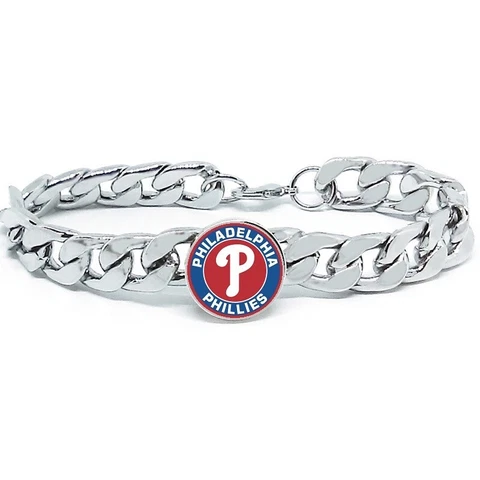 Philadelphia Phillies Stainless Wide Mens Link Chain Bracelet Baseball Gift D4 Cover