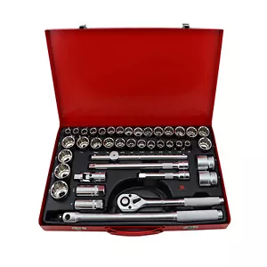 AOK by KC Tools 41pc 1/2" Dr AF & Metric Socket Set In Steel Case - Picture 1 of 3