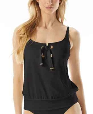Blusa tankini negra con cordones Michael Kors negra talla M $110 LLL214 NUEVA CON ETIQUETAS Foto 1 de 2