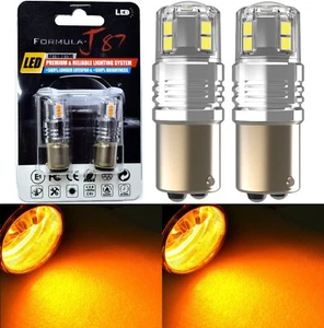 LED 15W 3496 Orange Amber Two Bulbs Front Turn Signal Light Replacement Stock OE - Picture 1 of 18
