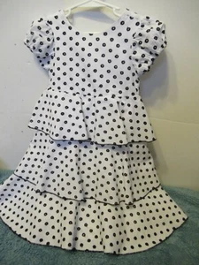 (P10) Girls Malley Too White With Black Eyelets Puff Sleeves Size 4 Dress - Picture 1 of 9