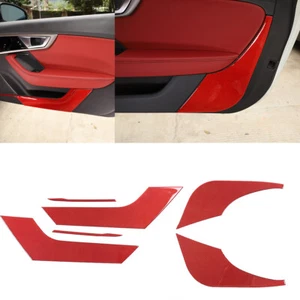 Red Carbon Fiber Door Anti-Kick Panel Cover Sticker For Jaguar F-TYPE 2013-2022 - Picture 1 of 14