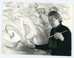 PHOTO Studio Jacques Dandoy Grasse, Jacques COURTENS peintre devant une toile - Picture 1 of 2
