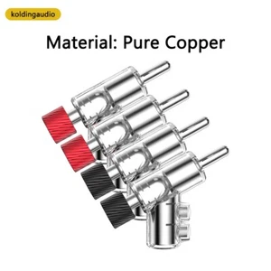 Pure Copper Rhodium plated 45 Degree Banana Connector Double Screw Speaker Plug - Picture 1 of 11