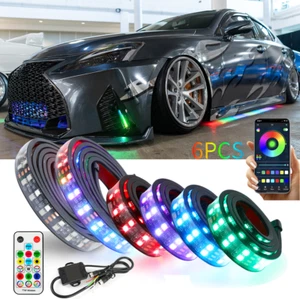 6 PCS Car Underglow Kit Double Row RGB LED Strip Lights APP Remote For Lexus - Picture 1 of 17