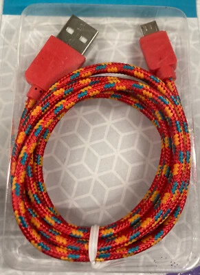 Cable Micro USB Trenzado 39" 1M Rojo Alta Velocidad Carga y Transferencia de Datos 2.1 Amp Foto 1 de 3