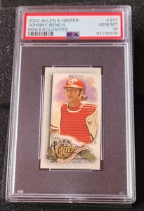 2022 Johnny Bench Allen & Ginter Mini Exclusive SSP #377 - POP 2 !!! - Cin Reds - Picture 1 of 2
