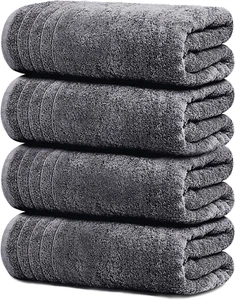 Pack of 4 Extra Large Bath Towels 30 X 60 Inches, 100% Cotton, Larger & Lighter, - Picture 1 of 7