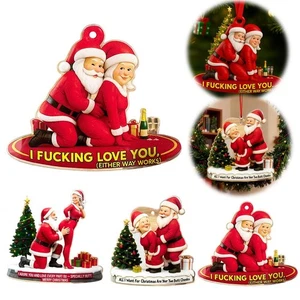 2025 Naughty Santa Claus Christmas Decorations Christmas Tree 2D Acrylic. K6U2 - Picture 1 of 16