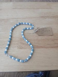 Aquamarin + weißer Onyx 19 Zoll Halskette - Bild 1 von 1